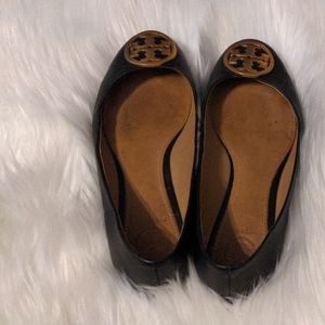 Tory burch black leather flats